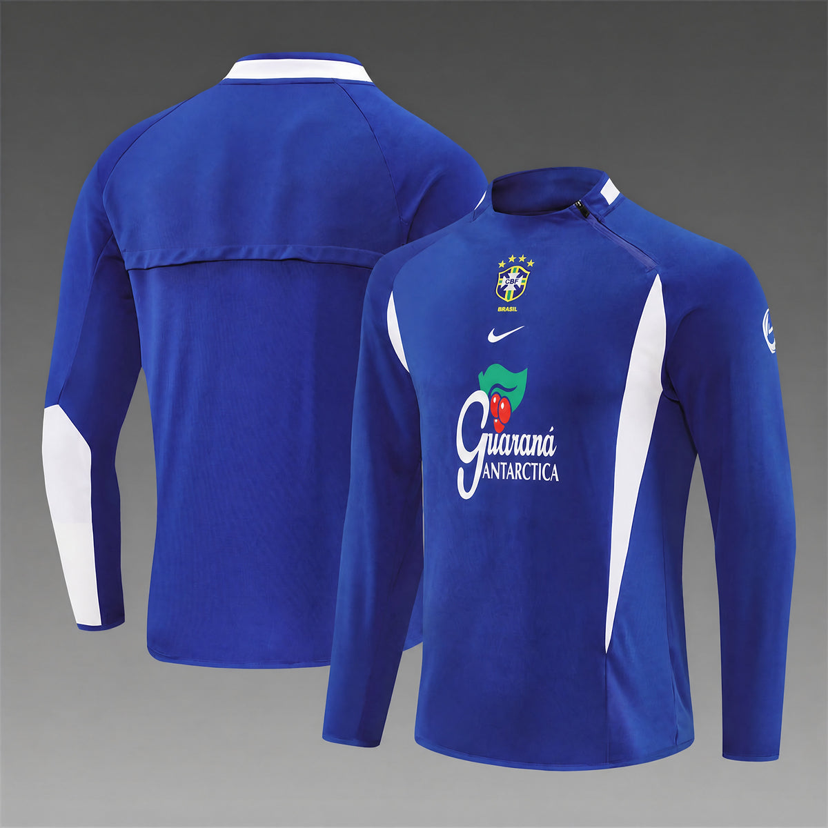 SURVÊTEMENT BRÉSIL VINTAGE 2002 BLEU DEMI-ZIP