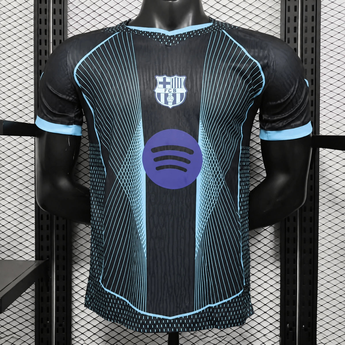 MAILLOT BARCELONE PLAYER 25/26 NOIR LIGNES GÉOMÉTRIQUES