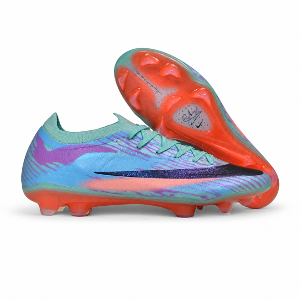 CRAMPONS MERCURIAL VAPOR 17 ELITE SE FG TURQUOISE ET ROUGE