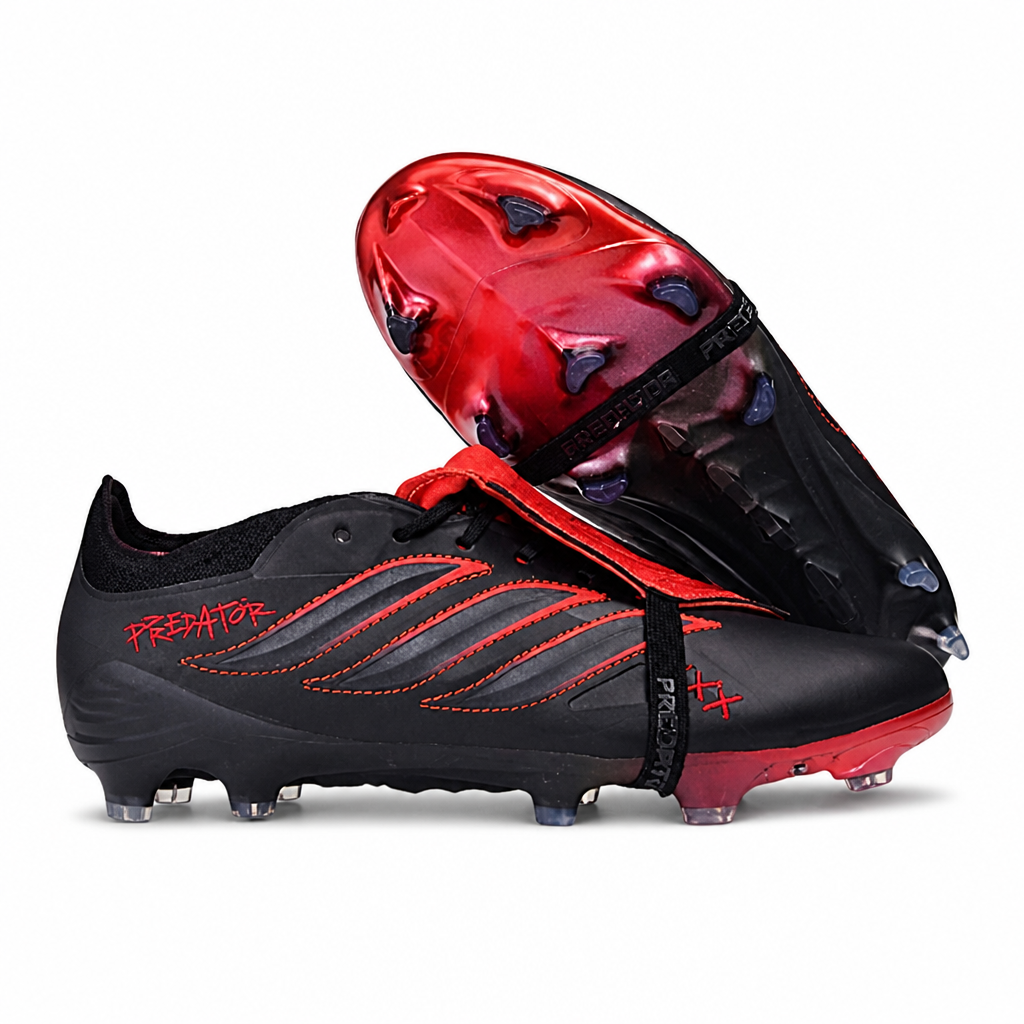 CRAMPONS 26 PREDATOR ELITE TONGUE FG NOIR ET ROUGE