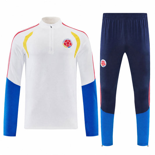 SURVÊTEMENT COLOMBIE 26/27 BLANC DEMI-ZIP