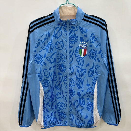 VESTE ITALIE COUPE-VENT 2025 RÉVERSIBLE BLEU CIEL FLORAL