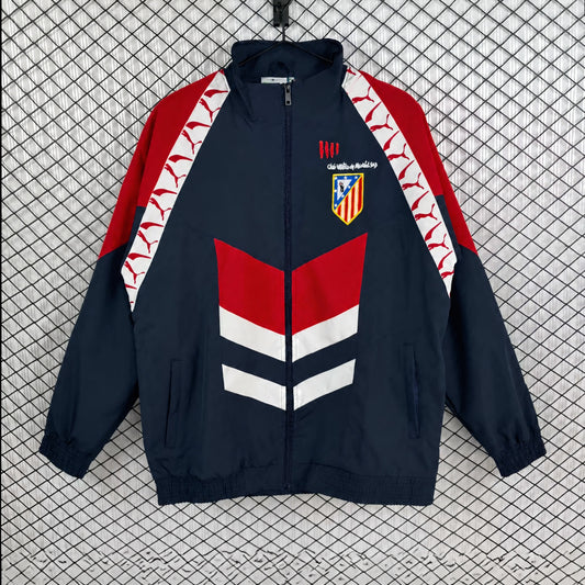 VESTE ATLETICO MADRID COUPE-VENT VINTAGE 1995/96 BLEU MARINE ET ROUGE