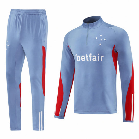 SURVÊTEMENT CRUZEIRO 25/26 GRIS BLEU DEMI-ZIP