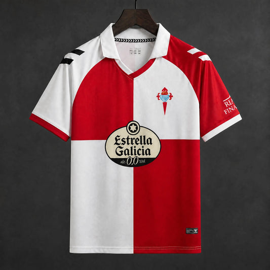 MAILLOT CELTA VIGO 25/26 100 ANS VINTAGE ROUGE ET BLANC