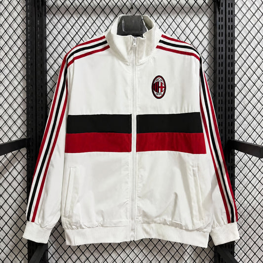 VESTE AC MILAN COUPE-VENT 25/26 BLANC RAYÉ ROUGE ET NOIR