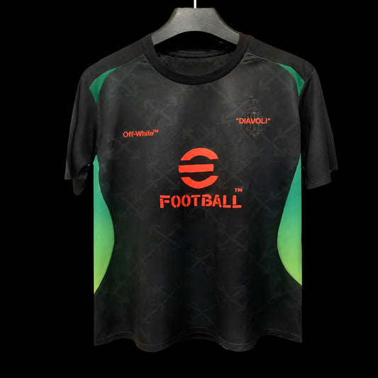 MAILLOT AC MILAN X OFF-WHITE 25/26 AVANT-MATCH NOIR ET VERT