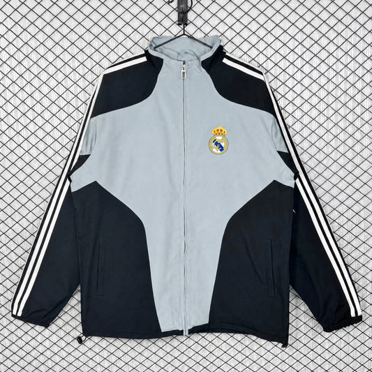 VESTE REAL MADRID COUPE-VENT VINTAGE 2004/05 NOIR ET GRIS