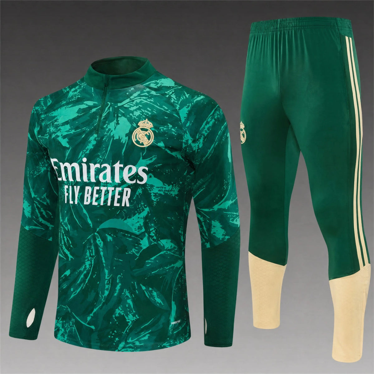 SURVÊTEMENT REAL MADRID 2026 VERT CAMOUFLAGE DEMI-ZIP