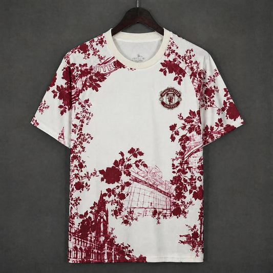 MAILLOT MANCHESTER UNITED ÉDITION SPÉCIALE 26/27 ENTRAINEMENT FLORAL BLANC