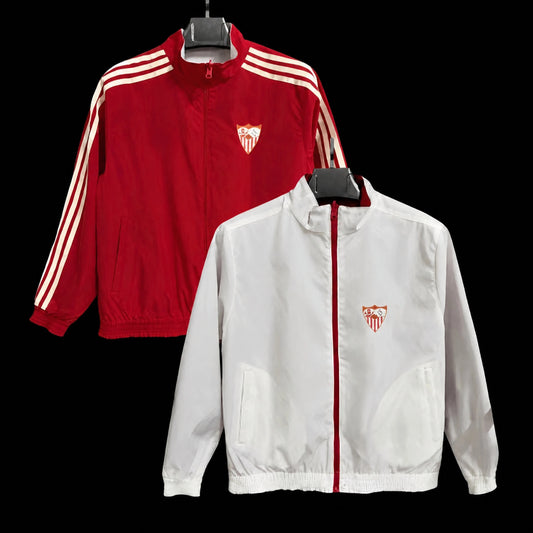 VESTE SÉVILLE COUPE-VENT 25/26 RÉVERSIBLE ROUGE ET BLANC