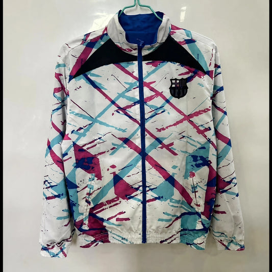 VESTE BARCELONE COUPE-VENT 25/26 BLANC ÉCLABOUSSURES ROSE