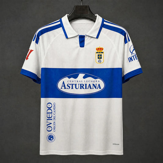 MAILLOT REAL OVIEDO 26/27 EXTÉRIEUR BLANC ET BLEU
