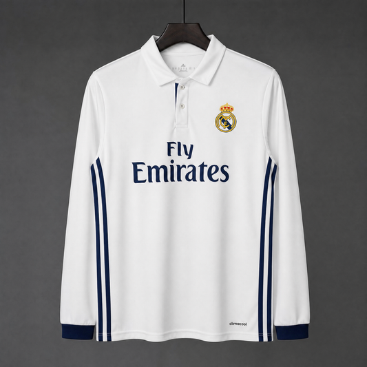 MAILLOT MANCHES LONGUES REAL MADRID RÉTRO 2016/17 DOMICILE
