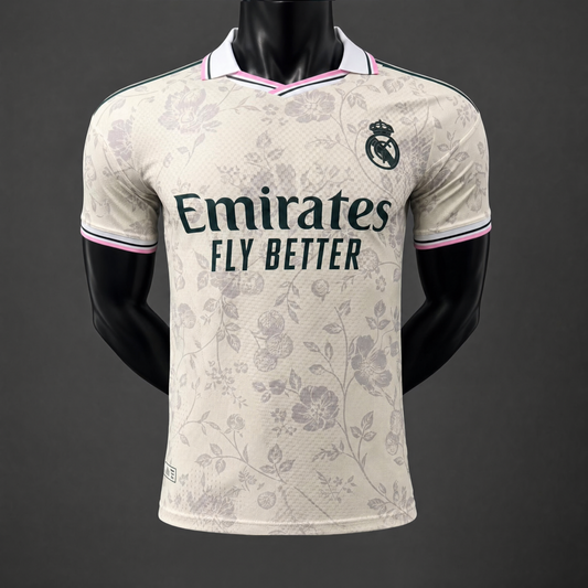 MAILLOT MANCHES LONGUES REAL MADRID PLAYER 26/27 FLORAL BEIGE