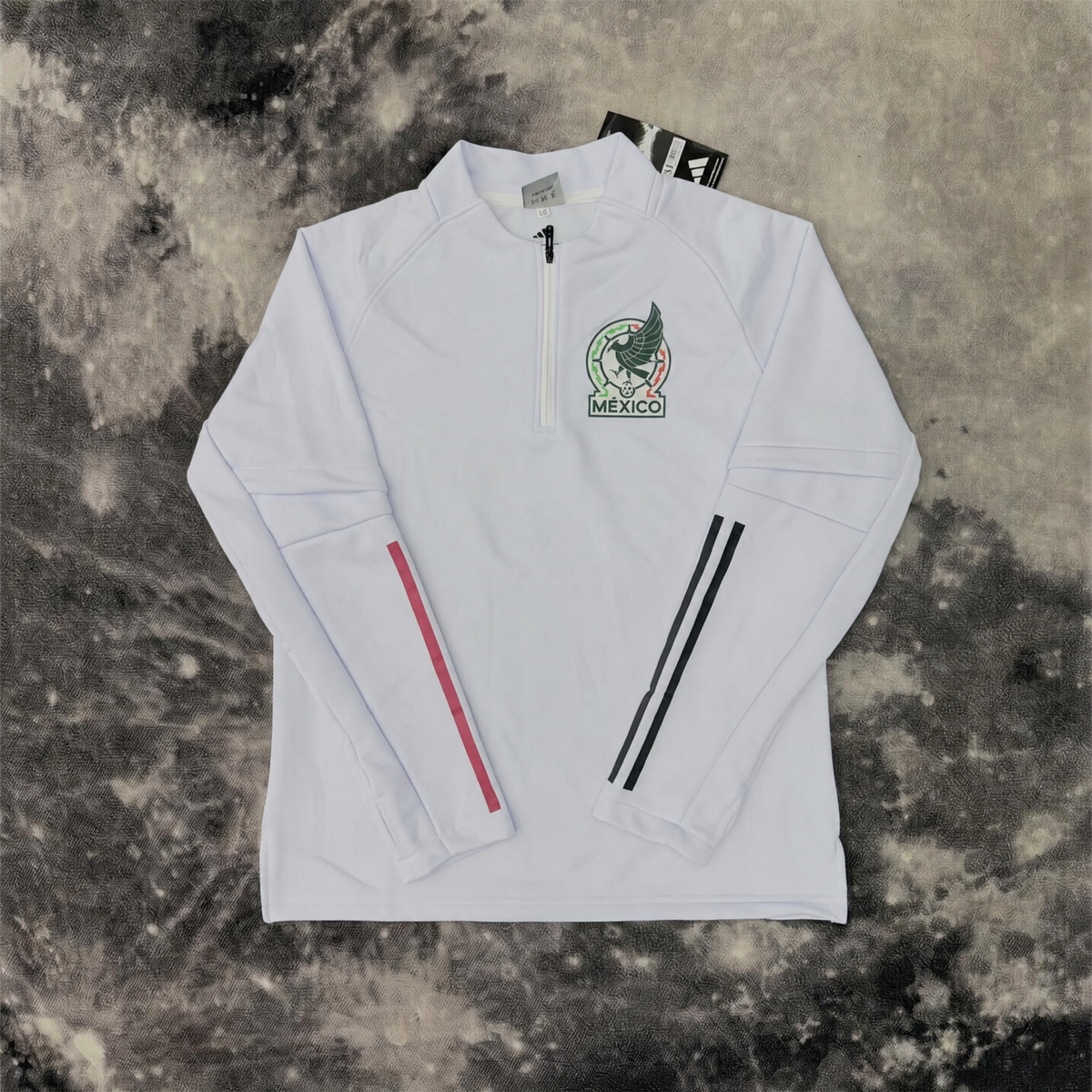 PULL ZIPPÉ MEXIQUE X BLANC