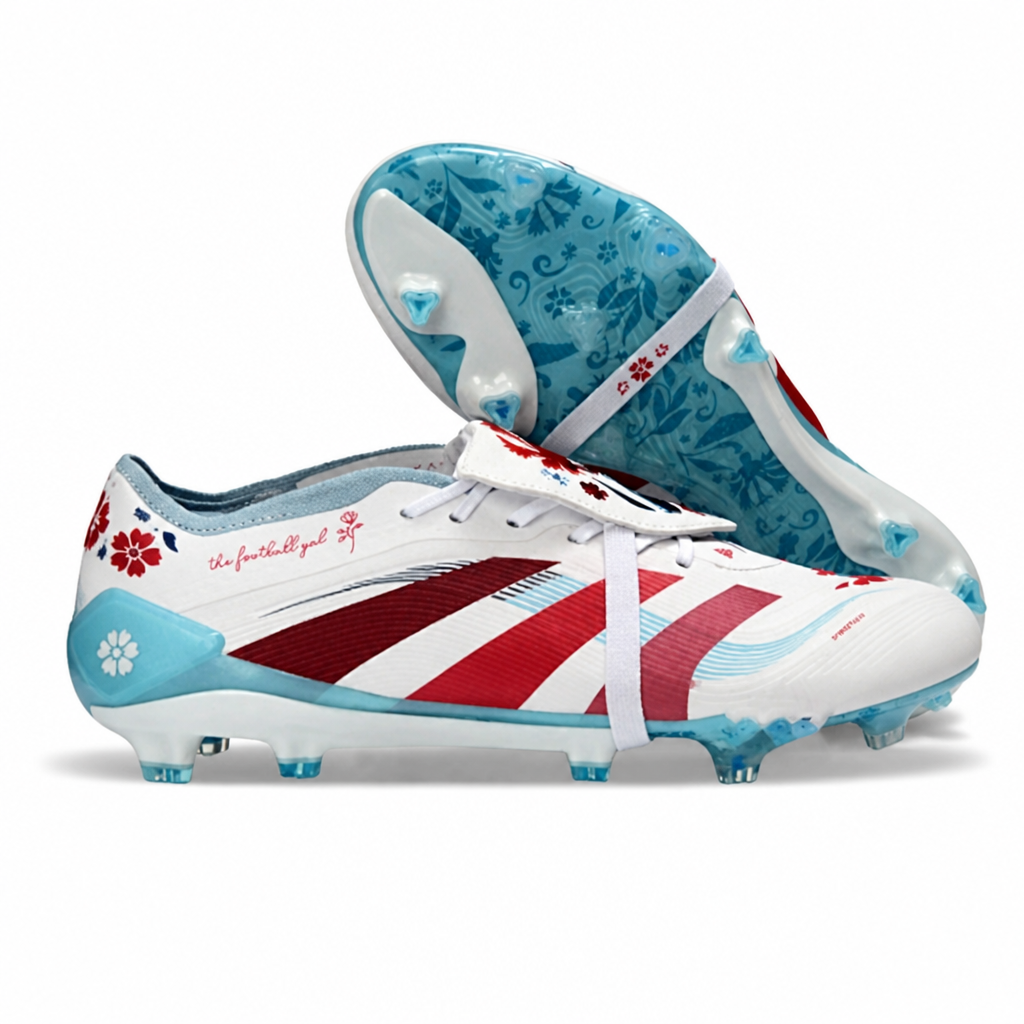 CRAMPONS 25 PREDATOR ELITE TONGUE FG BLANC FLORAL