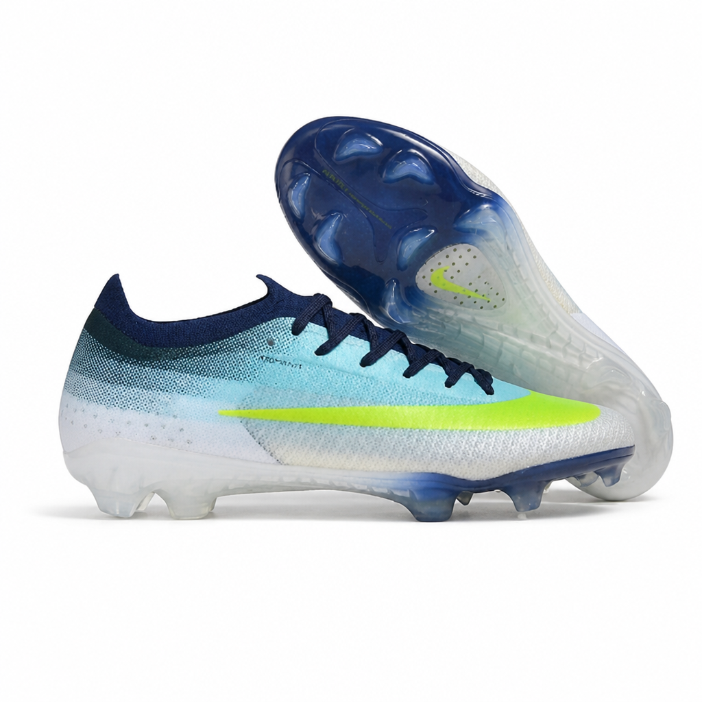 CRAMPONS MERCURIAL VAPOR 17 ELITE SE FG BLANC BLEU ET JAUNE