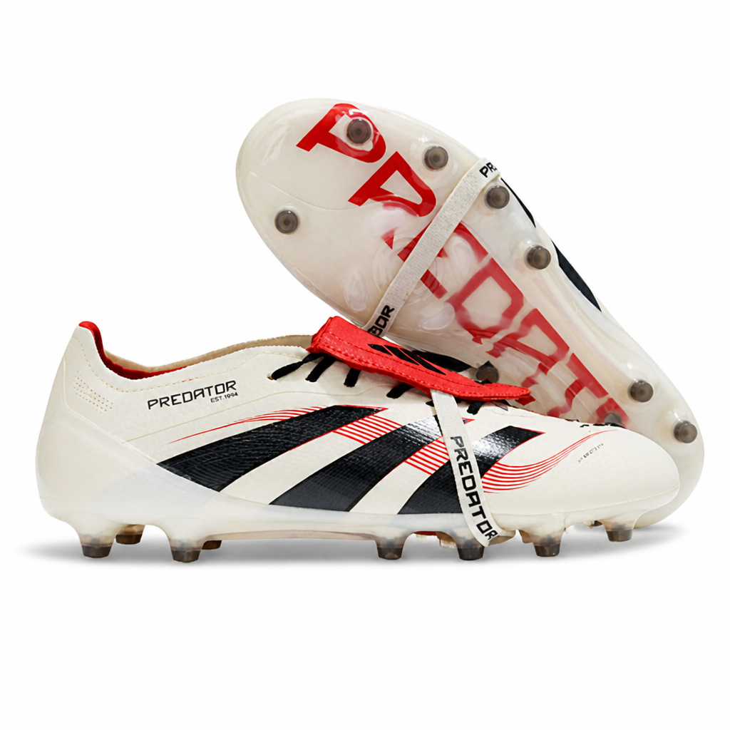 CRAMPONS 25 PREDATOR ELITE TONGUE AG BLANC ET ROUGE