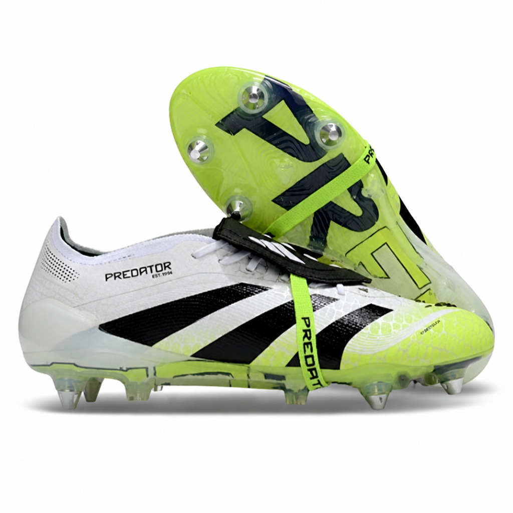 CRAMPONS 25 PREDATOR ELITE SG BLANC ET JAUNE FLUO